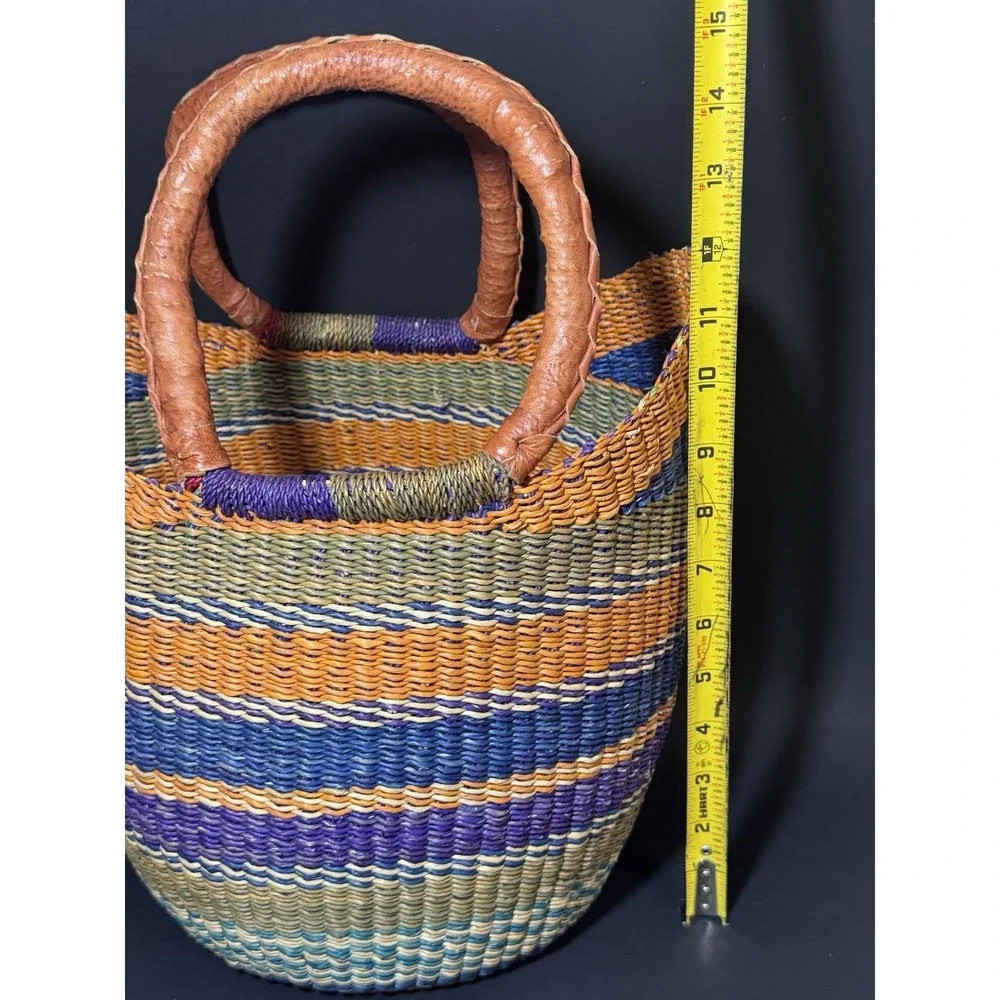 African Bolga Basket U Shopper Tote Basket